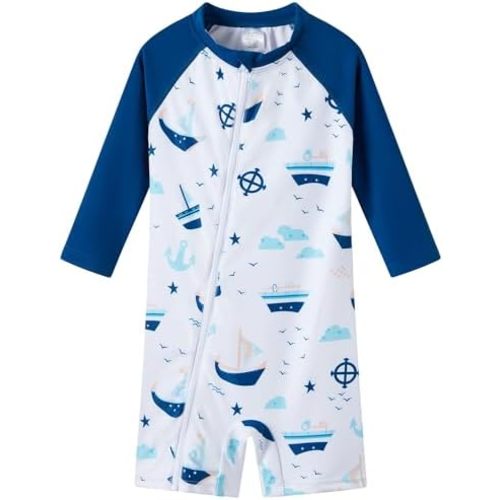 UMELOK Baby Boys' Swimsuit Full Zip UPF 50+ Sun Protection Swimwear