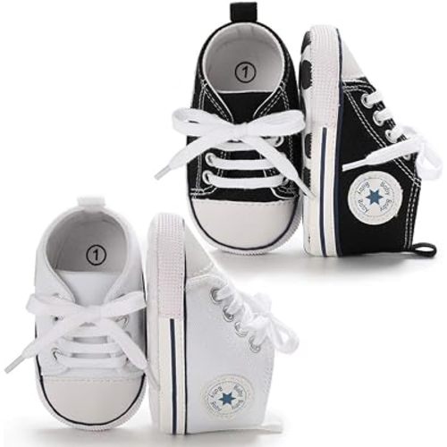 Meckior Save Beautiful Baby Girls Boys Canvas Sneakers Soft Sole High-Top Ankle Infant First Walkers Crib Shoes