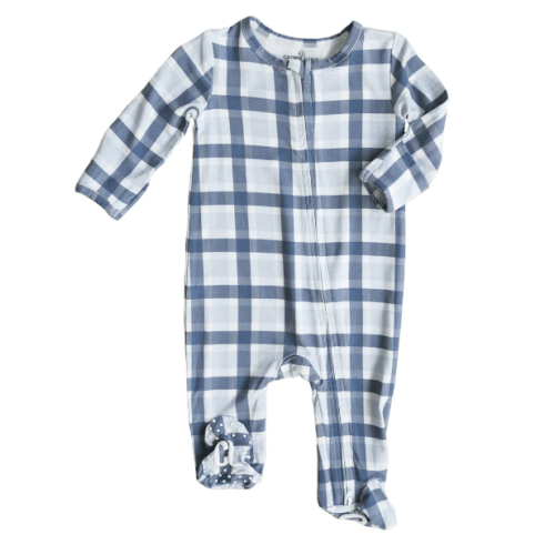 Printed Zipper Footies for Boys (Paxton's Plaid-Newborn)
