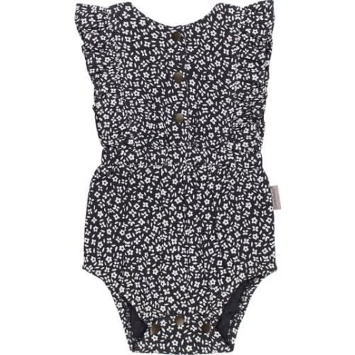 Ruffle Organic Cotton Gauze Romper, 6-9M