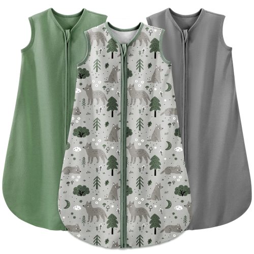 Yoofoss Baby Sleep Sack 12-18 Months Boy Girls, 100% Cotton Baby Blanket with 2-way Zipper (3 Packs)