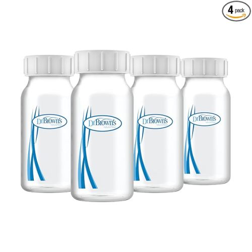 Dr. Brown's Breast Milk Collection Bottles with Storage Caps, Breast Pumps Compatible, Collect, Store, and Keep Milk Fresh, BPA Free – 4-Pack