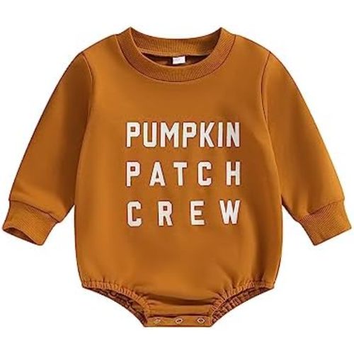 Toddler Infant Baby Girl Boy Halloween Outfit Pumpkin Sweatshirt Oversized Onesie Bubble Romper Sweater Clothes