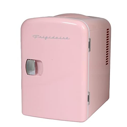 FRIGIDAIRE Mini Portable Compact Personal Fridge Cools & Heats, 4 Liter Capacity Chills Six 12 oz Cans, 100% Freon-Free & Eco Friendly, Includes Plugs for Home Outlet & 12V Car Charger - Pink