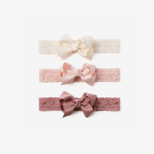 Mauve Lace Baby Girl Headbands 3pk – Elegant Baby