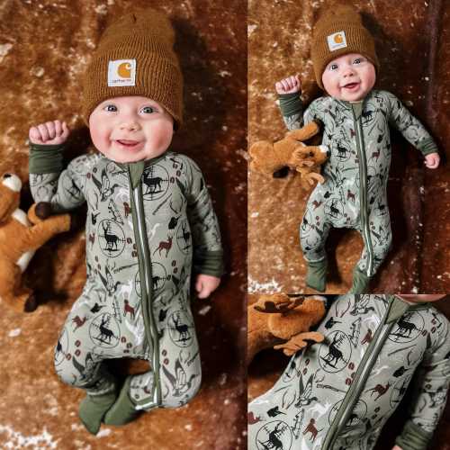 Deer Hunting Bamboo One Piece Zip Pajamas
