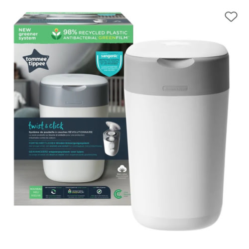 Tommee Tippee Twist & Click Nappy Disposal Unit - Cotton White | Nappy Bins | Baby Bunting AU