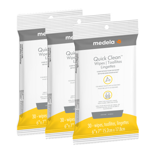 Medela Portable Quick Clean Breast Pump & Baby Accessory Wipes - 3 Packs of 30 Count