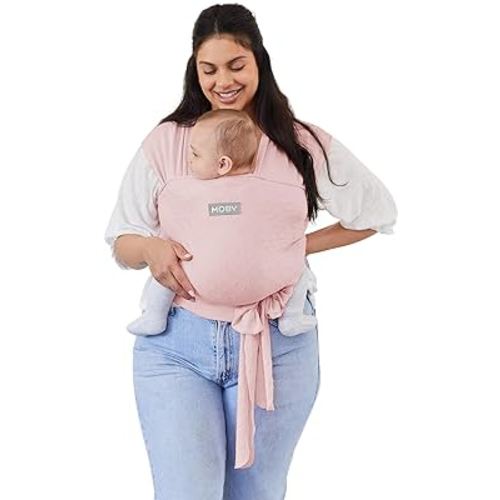 Moby x Petunia Pickle Bottom Easy-Wrap Carrier | Baby Carrier and Wrap in One for Mothers, Fathers | Newborns, Infants, and Toddlers | Holder Can Carry Babies up to 33 lbs | Rose Quartz Eyelet
