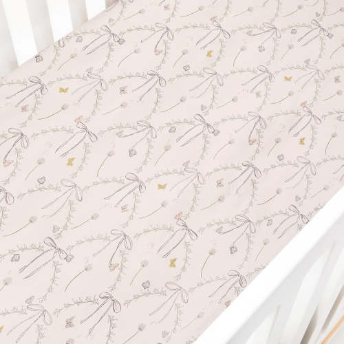 Bows & Butterfly Kisses Crib Sheet - Pink | Gooselings