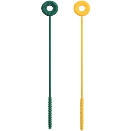 Straw Cleaner Brush, Silicone Cleaning Brush 9.4inch Extra Long Straw Cleaner Brush Reusable Straw Brush (Yellow+Green New)