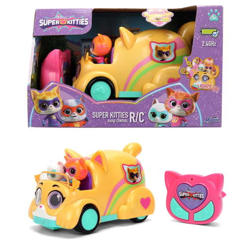Super Kitties RC Car by Disney Jr. Lights & Sound Toy by Jada Toys, Ginny & Bitsy characters, Easy-to-Use Remote Control Toy for Ages 4+