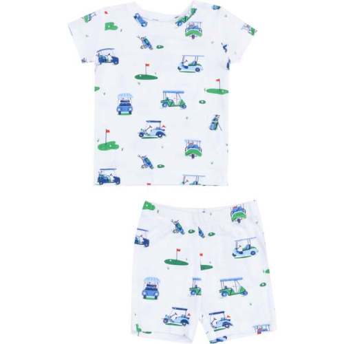 Loungewear Short Set - Vintage Golf Carts, Blue - Angel Dear | Maisonette
