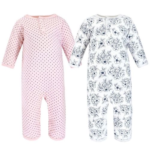 Hudson Baby Infant Girl Premium Quilted Coveralls, Blue Toile, 6-9 Months
