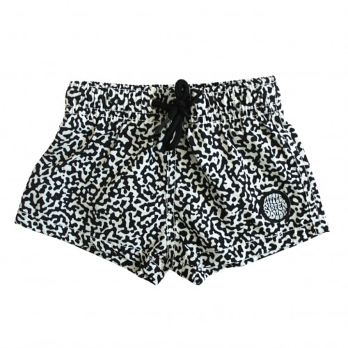 Black and White Speckled Swim Trunks