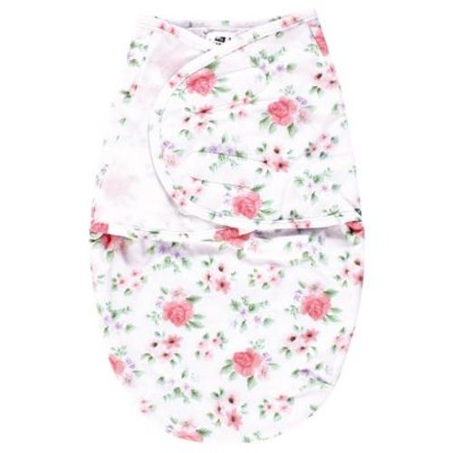 Hudson Baby Infant Girl Plush Faux Fur Swaddle Wrap, Vintage Floral, 0-3 Months