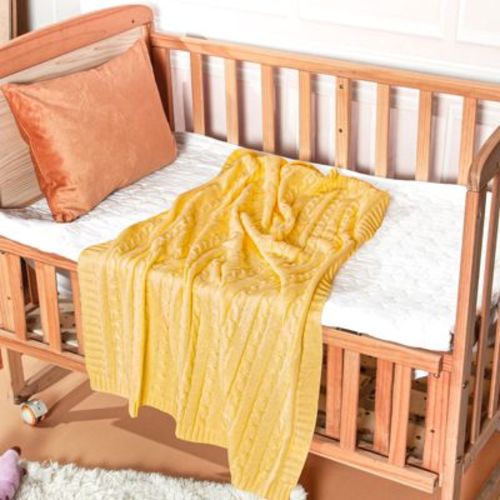 Cotton Cable Knit Toddler Blanket, Super Soft Warm Breathable Baby Blanket, 30x40 Inches, Ivory - Ntbay