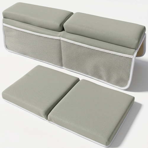 Baby Bath Kneeler and Elbow Rest Pad Set with Organizer Pocket – Comfortable Baby Bath Support & Bathtub Seat Cushion, Gray