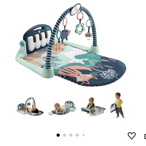 Fisher-Price Baby Playmat Kick & Play Piano Gym with Musical and Sensory Toys for Newborn to Toddler, Navy Fawn
