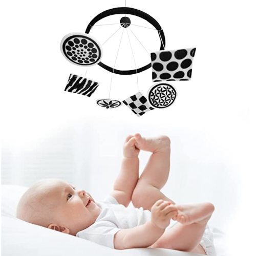 ITOPSTAR Black and White Baby Bassinet Mobile