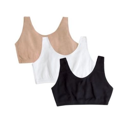 Fruit of the Loom Women's Tank Style Cotton Sports Bra 3-Pack Mint Chip/White/Grey Heather 34