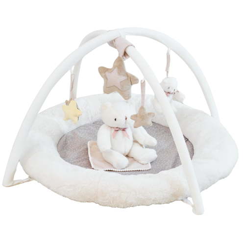 Baby Play Gym & Activity Mat, Ultra Soft Baby Play Mat with 5 Removable Toys & Bear Toys, Tummy Time Mat, Promotes Motor Skills and Sensory Development Mat, Essential Gift for Newborn Baby