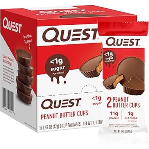 Quest Nutrition Peanut Butter Cups, 11g Protein, 1g Sugar, Low Carb, Gluten Free, Keto Friendly, 12 Count