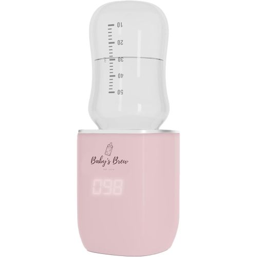 Baby's Brew Portable Bottle Warmer Pro - Milk Warmers for Breastmilk or Formula, Leak-Proof Design, Travel-Friendly, Cordless, Battery-Powered, 8-12 Hour Battery Life (Pink Warmer)