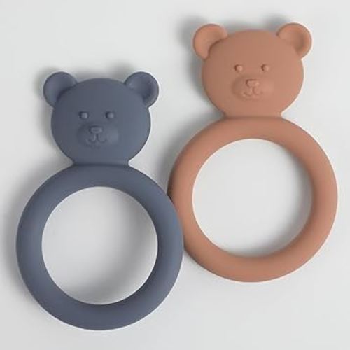 Silicone Baby Teether, Teething Toy Ring for Babies, Easy to Hold Design, BPA Free (Iron + Cloudy Mauve)