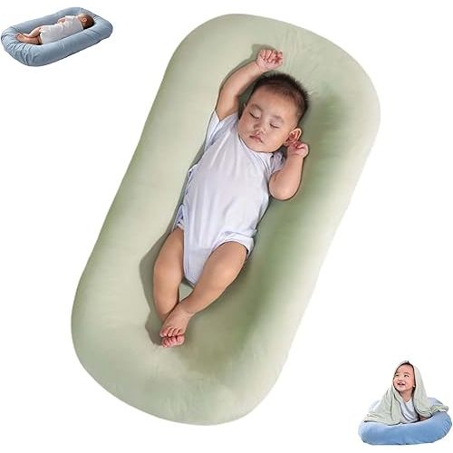 Baby Lounger for Newborn 0-24 Months, Baby Nest, Snuggle Me Lounger, Bionic Design Baby Nest Sleeper, Soft Organic Breathable Lounger Pillow for Newborn Infants (Green Newborn Lounger)