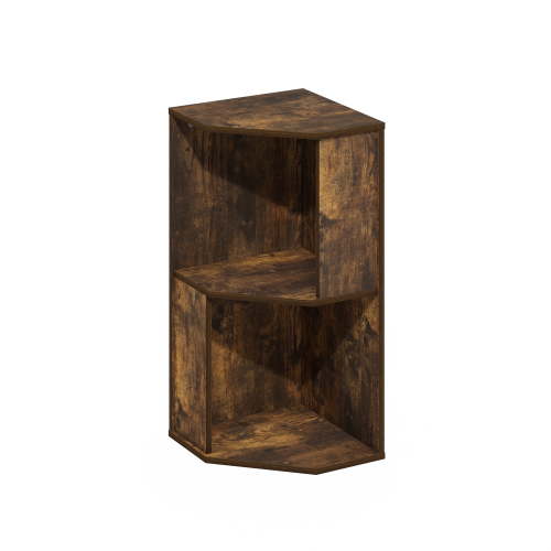 Furinno Econ 2-Tier Freestanding Corner Shelf Bookcase, Bookshelf, Amber Pine