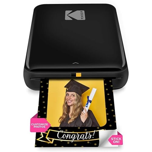KODAK Step Instant Smartphone Photo Printer, Portable Mini Color Wireless Mobile Printer, Zink 2x3” (5.1x7.5 cm) Sticky-Back Photos, Bluetooth Compatible with iOS & Android Devices, Editing App, Black