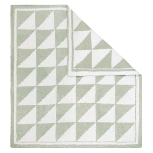 Living Textiles Chenille Baby Blanket - Sage Triangle Ultra Soft, Thick, and Versatile | Warm Blanket for Newborns, Throw Blanket for Crib, Stroller Cover | Perfect Baby Gift 30 x 40 inches