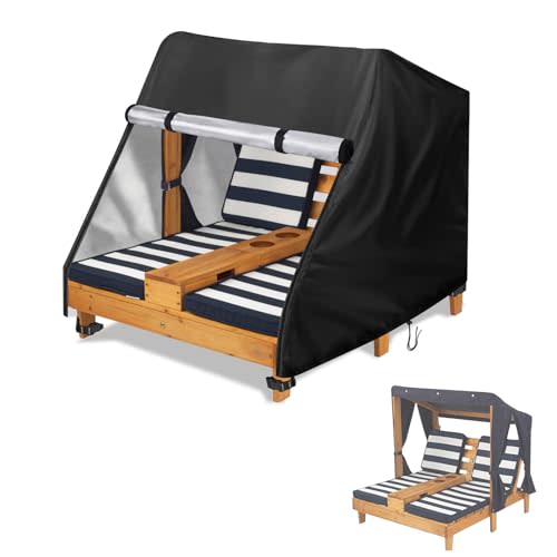 Loenel Outdoor Kids Chaise Lounge Cover for KidKraft Wooden Double Chaise Lounge, Waterproof Patio Furniture Covers for Patio Pool Furniture - 34"L x 37"W x 35"H(Cover Only)