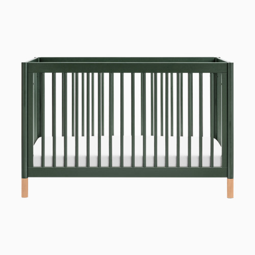babyletto Gelato 4-in-1 Convertible Crib with Toddler Bed Conversion Kit - Forest Green With Vegan Blonde Leather Feet