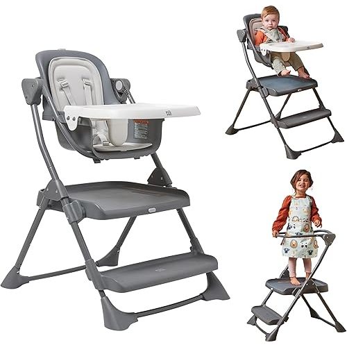 The First Years 2-for-1 Baby High Chair and Toddler Tower - Convertible Baby Chair to Toddler Step Stool - High Chairs for Babies and Toddlers - Toddler Kitchen Step Stools - For Mealtime and Playtime