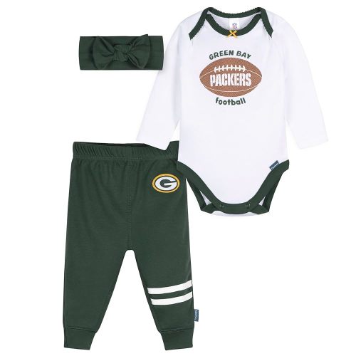 Gerber NFL baby-girls 3-piece Onesie Bodysuit, Pants & Headband Set