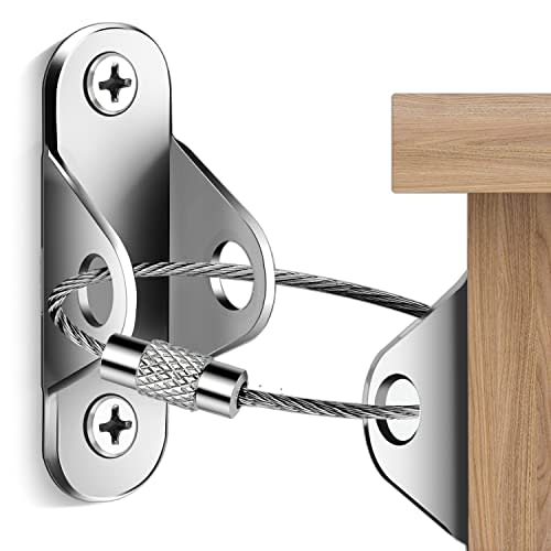 Ougourim Furniture Anchors (10 Packs) Anti Tip Furniture Anchors for Baby Proofing, Furniture Wall Anchor Earthquake Straps for Furniture Dresser Wall Safety Anchor Furniture Fasteners to Wall, Silver