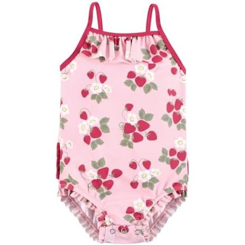Hudson Baby Girls Baby and Toddler Swimsuit, Navy Rose, 6-9 Months