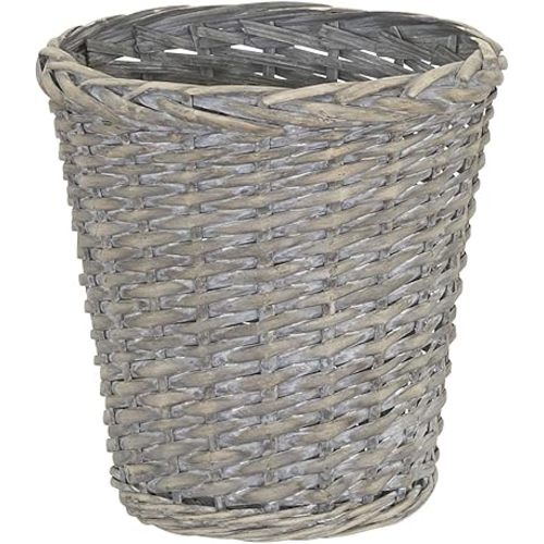 Household Essentials Small Wicker Waste Basket | Gray Wash, Grey