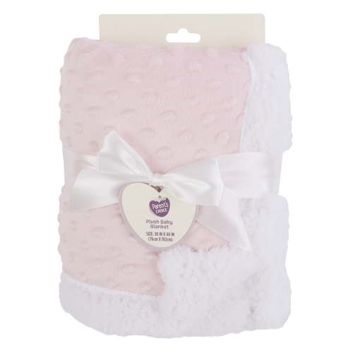Parent's Choice Pink Popcorn Plush Super Soft Baby Blanket, Reversible, 30" x 40", Infant Girl
