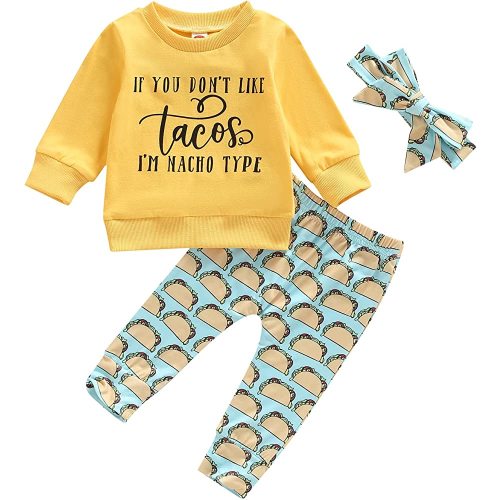 3Pcs Baby Girl Outfits Daisy Sweatshirt + Pants + Headband Infant Fall Winter Clothes