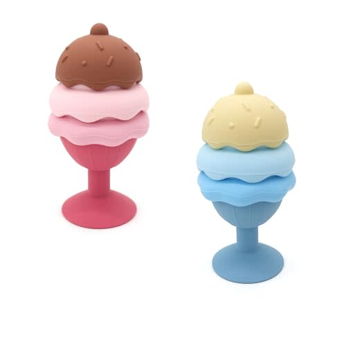 Bath Toys, Silicone Ice Cream Stacking Toy, Baby Bath Toy, Connect, Build, Create - Bathtub Toys