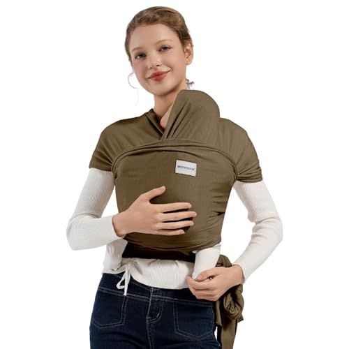 Baby Wraps Carrier, Baby Carrier Wrap Newborn Sling 7-35lbs, Baby Wearing Wrap Newborn Wrap Carrier, Baby Sling Carriers for Newborn and Infant, Brown
