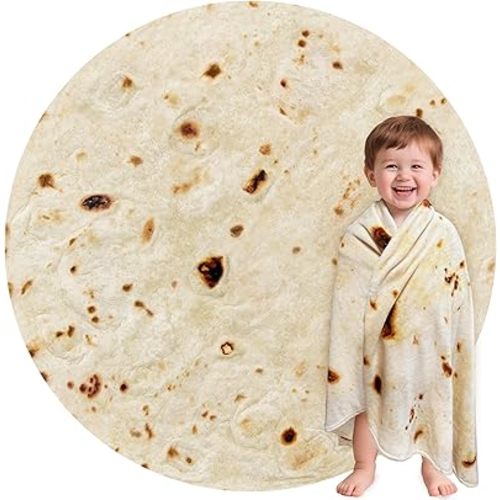 Jorbest Burritos Tortilla Wrap Blanket Adult Kids and Baby Size Birthday Gifts, Double Sided Food Throw Blanket Funny Gifts for Women Men Teen, 285 GSM Soft Flannel Taco Blanket (Beige, 47 inches)