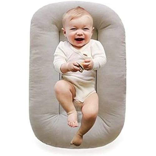 Baby Lounger 0-12 Months, Baby Lounger for Newborn, Infants Lounger Nest Cosleeping for Baby in Bed - Soft Comfort Breathable (Beige)