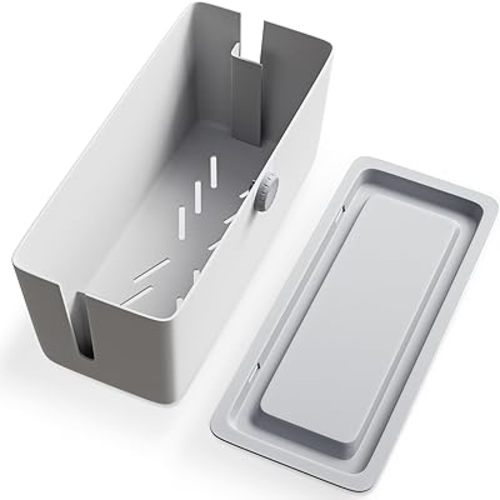 KinderSense® Cable Management Box - Cord Organizer with Child Proof Lock - Cord Hider to Conceal Wires,Power Strips from TV,Computer,Desk and Babies - 12 X 5.25 x 5.25 (Gray)
