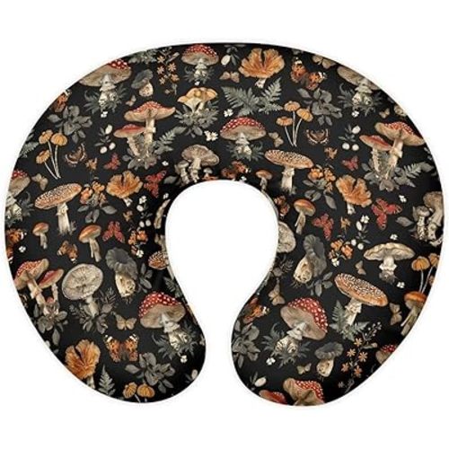 Mushroom Printed Nursing Pillow Cover for Newborn Infant, Flowers Butterfly Soft Breathable Baby Nursing Pillow Cover Lightweight Stretch Breastfeeding Pillow Slipcover Cover