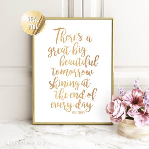 Disney Quote Wall Art - Walt Disney Quote Prints - Gold Foil Print - Inspirational Wall Art - Real Gold Foil Wall Art Quotes Gold Home Decor