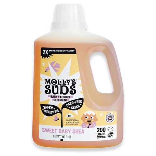 Molly's Suds Baby Liquid Laundry Detergent | Removes Formula, Poop & Spit-Up Stains | Extra Gentle for Infants, Babies, Toddlers (Sweet Baby Shea, 200 Loads)